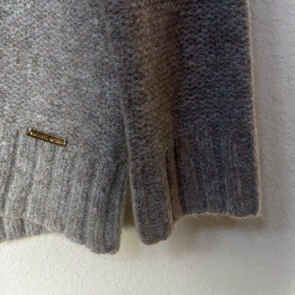 NWT Michael Kors Cable Knit Sweater Turtleneck Jumper Taupe Heather - Picture 13 of 14